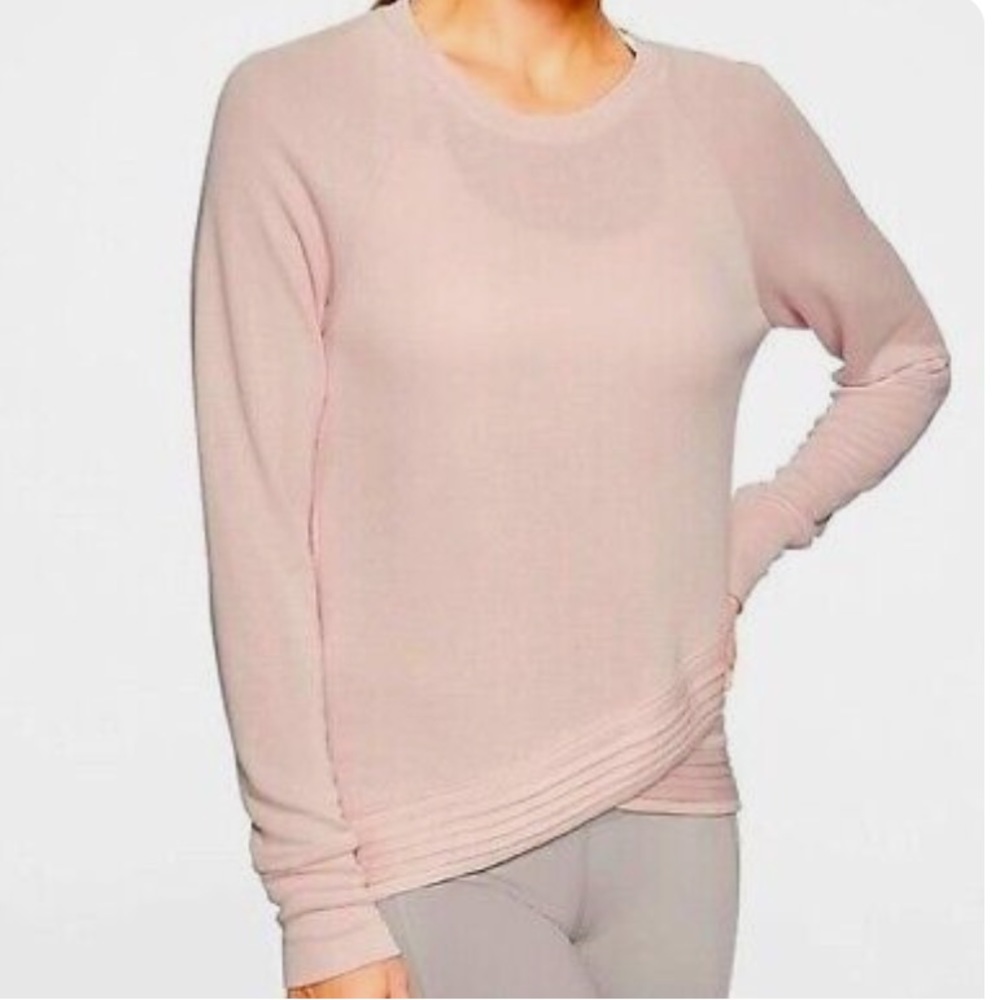 Athleta Serenity Criss Cross Sweatshirt in Soft Pink Sz M